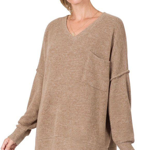Zenana Outfitters Sweaters - Cozy By The Fire Sweater in Mocha